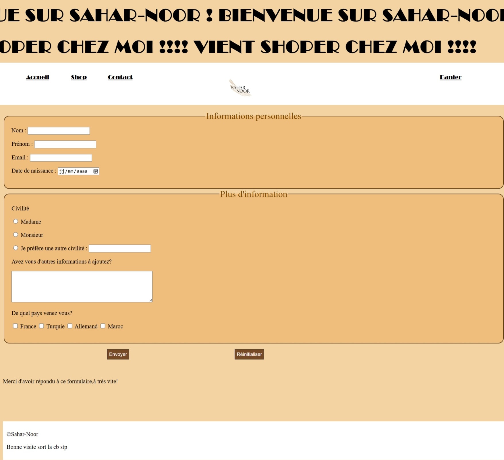 Capture du site vitrine